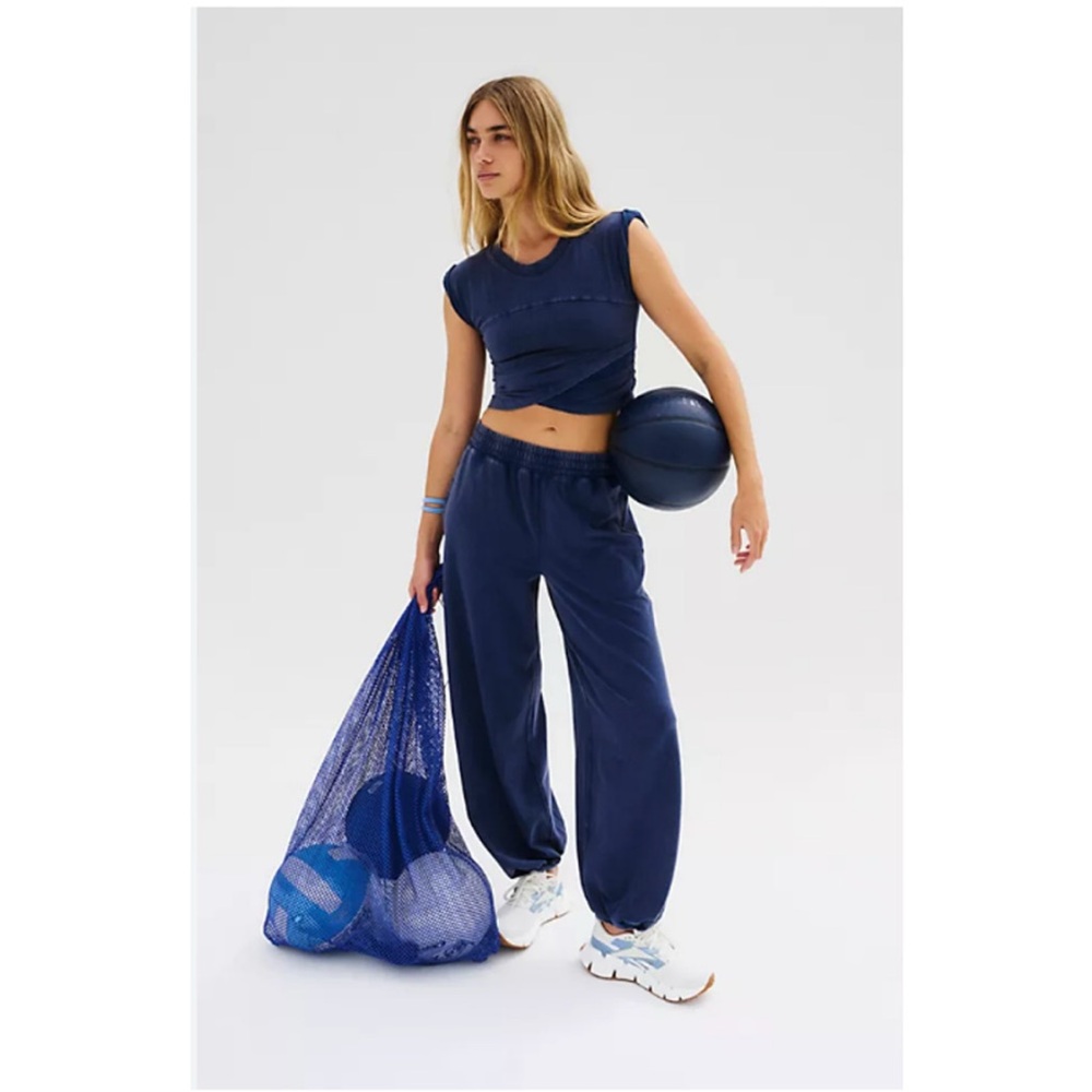Free People Navy Blue Cropped Tank and Relaxed Joggers Set